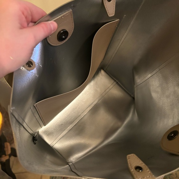 Rebecca Minkoff Leather Neutral Minimalist Tote Bag Purse - Picture 9 of 10